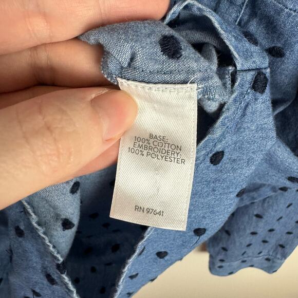 J Jill Denim Womens Button Up Shirt in Westerly Wash/Navy Blue Polka Dot Sz XS - Picture 12 of 16